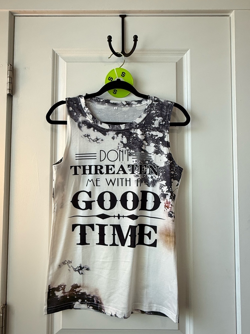 Graphic Tank Top Black & White Tie-Dye